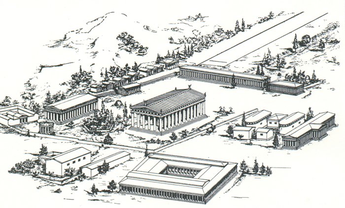 Rekonstruktionszeichnung von Olympia