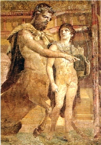 Achilleus von Cheiron im Leierspiel unterrichtet