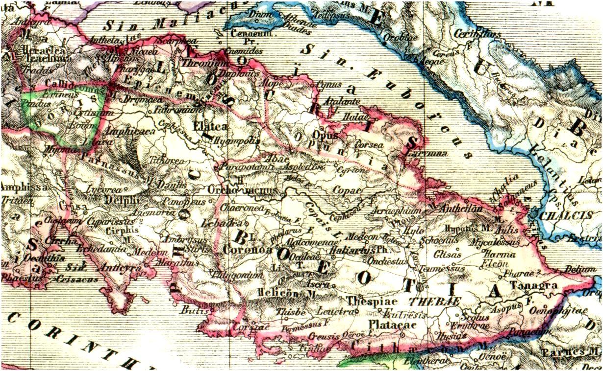 Griechenlandkarte (Boiotia - Phokis  Doris - Malis)